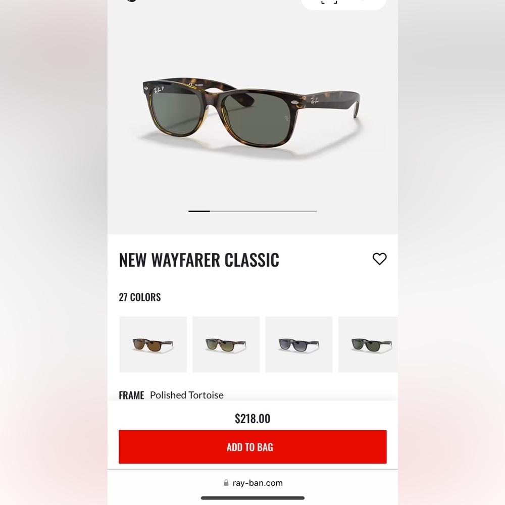 Like New UNISEX Ray-Ban “New Wayfarer” tortoise shell polarized lens sunglasses